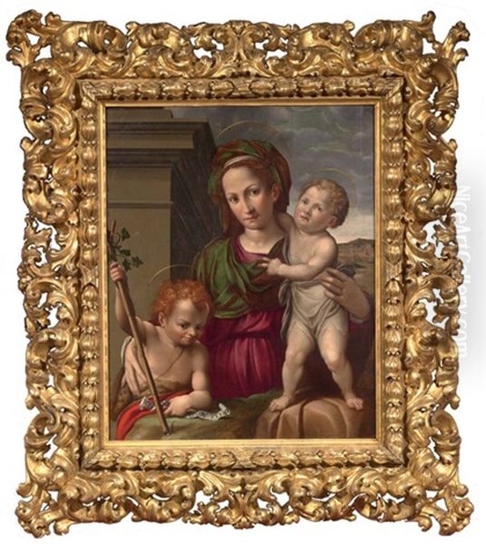 Sacra Famiglia Con San Giovannino Oil Painting by Francesco Ubertini Bacchiacca II
