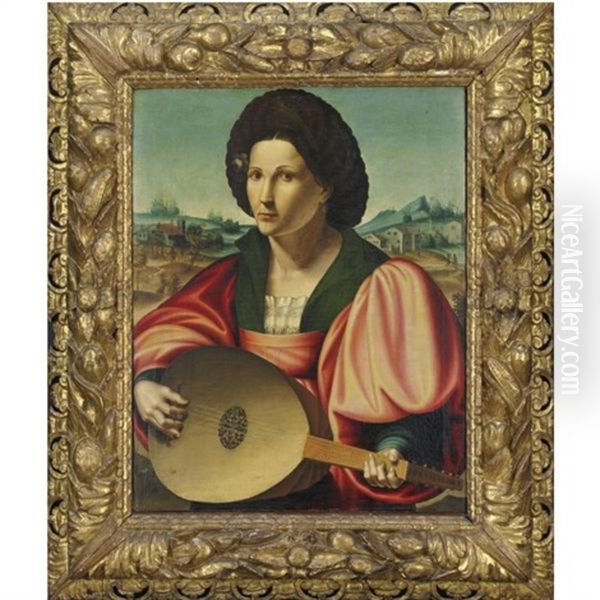 Ritratto Di Dama Col Liuto Oil Painting by Francesco Ubertini Bacchiacca II