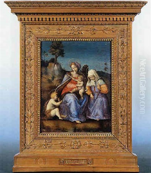 La Madonna Col Bambino, Santa Elisabetta E San Giovannino Oil Painting by Francesco Ubertini Bacchiacca II