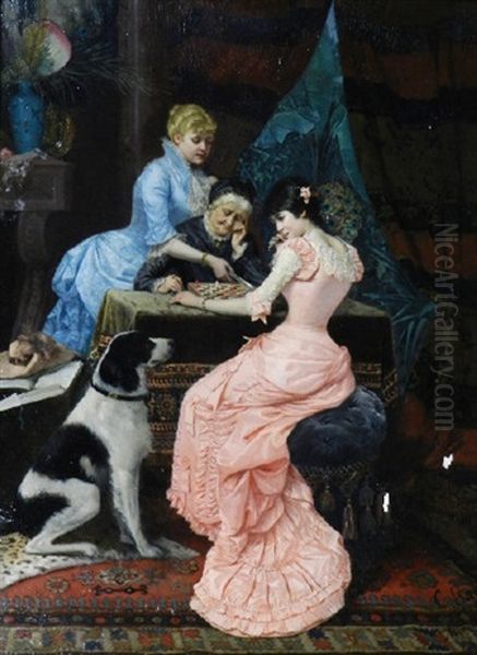 The Game Of Chess Oil Painting by Guido Bach