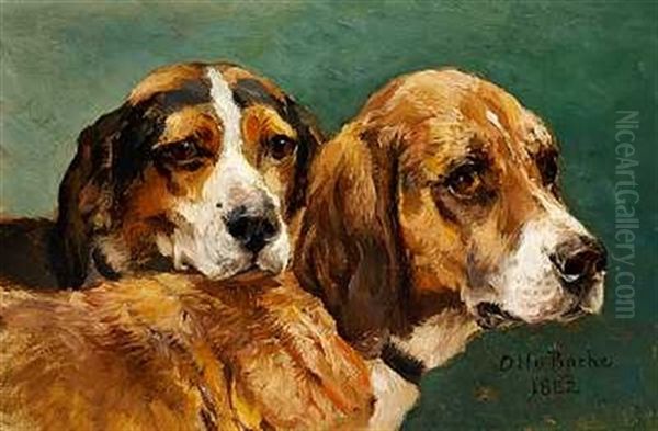 Et Par Jagthunde Oil Painting by Otto Bache