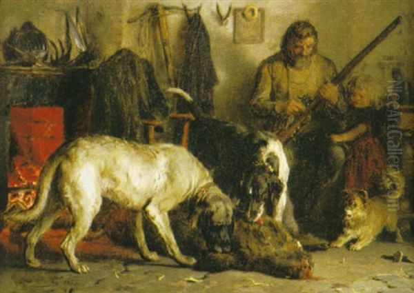 Vildsvinsjageren Oil Painting by Otto Bache