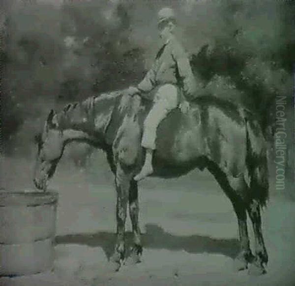 En Rytter Der Vander Sin Hest Oil Painting by Otto Bache