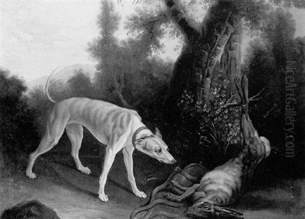 Un Chien A L'arret Devant Une Grive Oil Painting by Jean-Jacques Bachelier