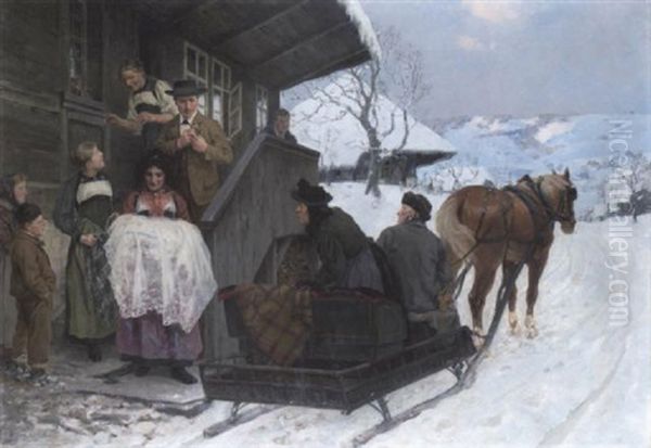 Auf Dem Weg Zur Taufe Oil Painting by Hans Bachmann
