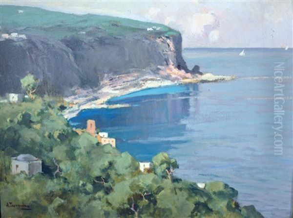 Marina Oil Painting by Terracina Arturo Bacio