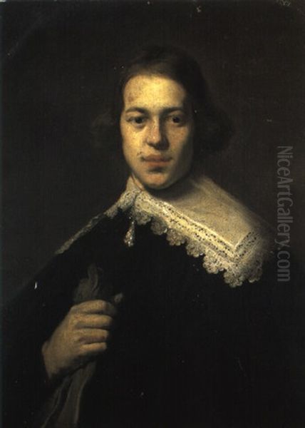 Portrait D'un Homme, Vetu D'un Manteau Noir Et D'un Col Blanc Oil Painting by Jacob Adriaensz de Backer
