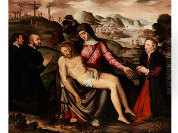 Pieta Mit Assistenzfiguren Oil Painting by Jacob De Backer