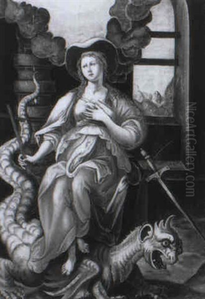 St. Margaret Of Antioch Oil Painting by Jacob De Backer
