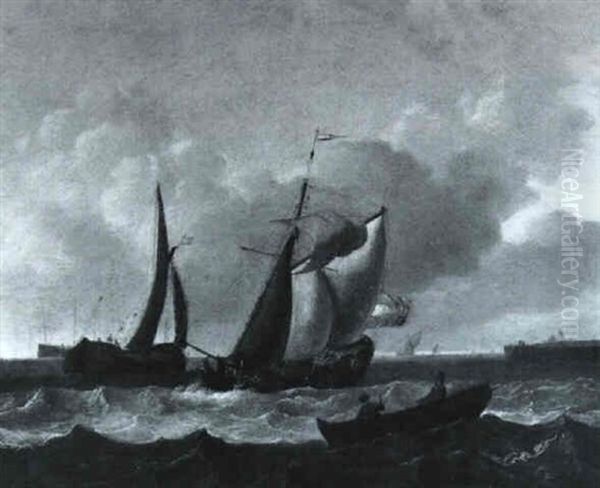 Schiffe Im Heranziehenden Sturm Oil Painting by Ludolf Backhuysen the Elder