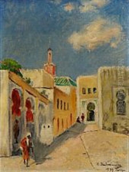 Street View From Tanger Oil Painting by Hugo Backmansson