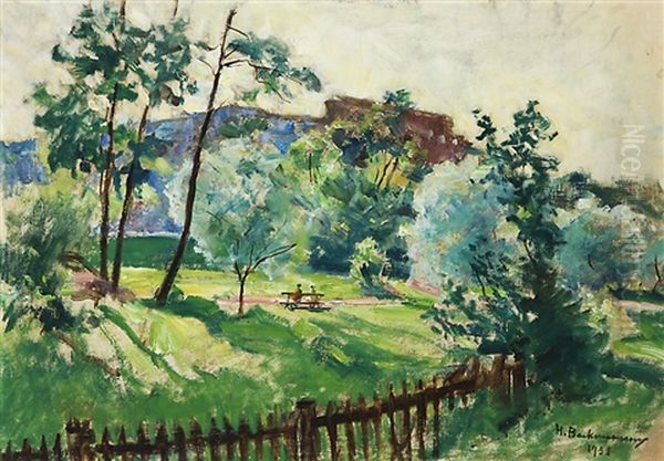 Park View From Helsinki Oil Painting by Hugo Backmansson