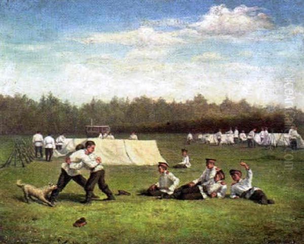 Kadetter Pa Lager Oil Painting by Hugo Backmansson