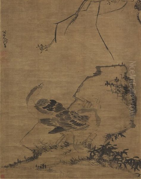 Rock, Bamboo And Ducks Oil Painting by Bada Shanren
