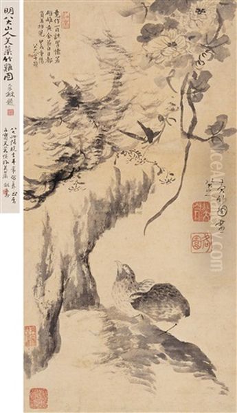 Flowers And Birds Oil Painting by Bada Shanren