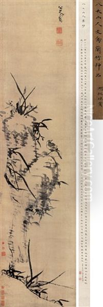 Orchids And Bamboo Oil Painting by Bada Shanren