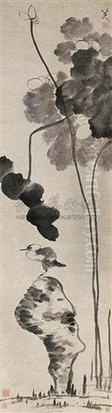 Lotus Oil Painting by Bada Shanren