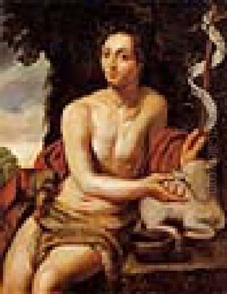 Johannes Der Taufer In Einer Landschaft Oil Painting by Frans Badens