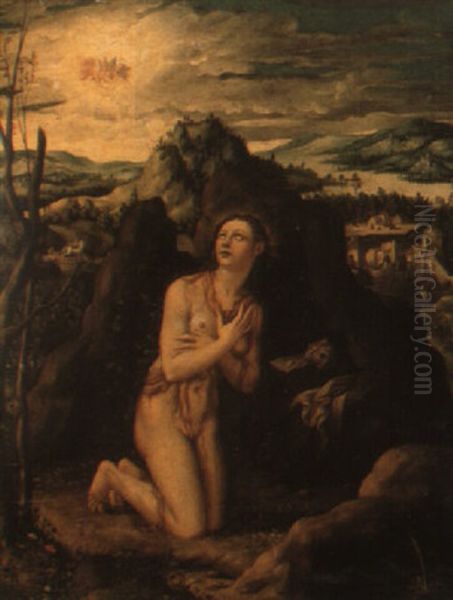 Landscape With The Penitent Magdalen Oil Painting by Frans Badens