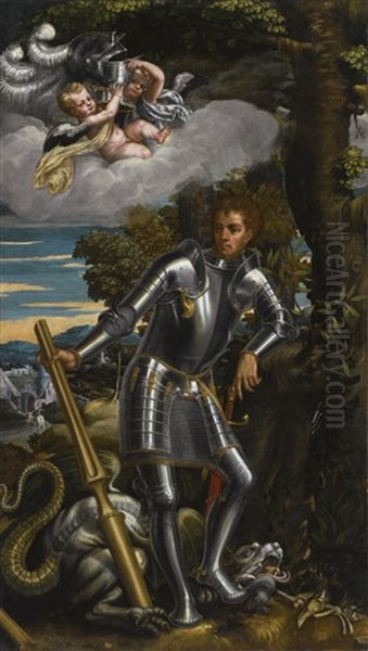 Saint George And The Dragon Oil Painting by Antonio Badile