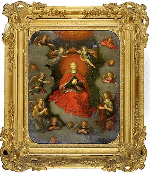 Vierge En Gloire Entoure D'anges Oil Painting by Cornelis de Baellieur