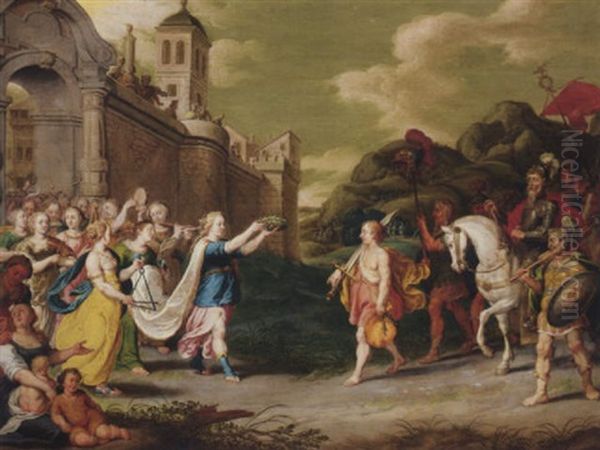 Jephthah's Daughter Oil Painting by Cornelis de Baellieur
