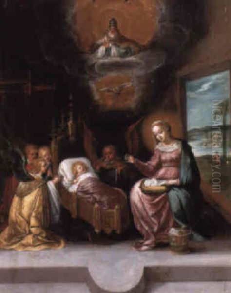 The Infancy Of Christ With The Trinity Oil Painting by Cornelis de Baellieur