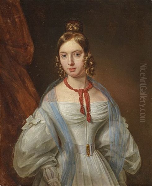 Portrait Of Emma Friis Oil Painting by Emilius Ditlev Baerentzen