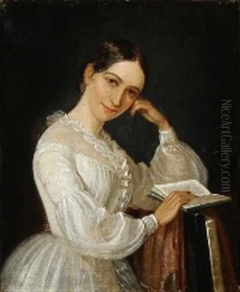 Portrait Of The Danish Actress Johanne Luise Heiberg (1812-1890) Oil Painting by Emilius Ditlev Baerentzen