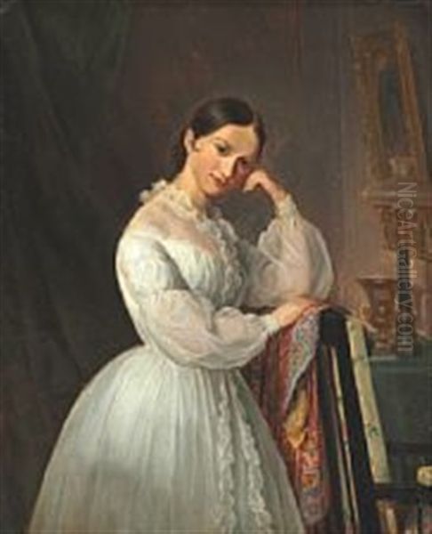Portrait Of Johanne Luise Heiberg Oil Painting by Emilius Ditlev Baerentzen