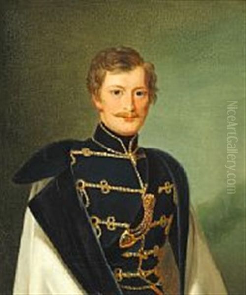 A Pair Of Portraits Oil Painting by Emilius Ditlev Baerentzen