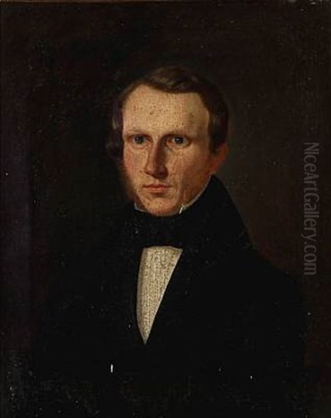 Portraits Of A Married Couple (pair) Oil Painting by Emilius Ditlev Baerentzen