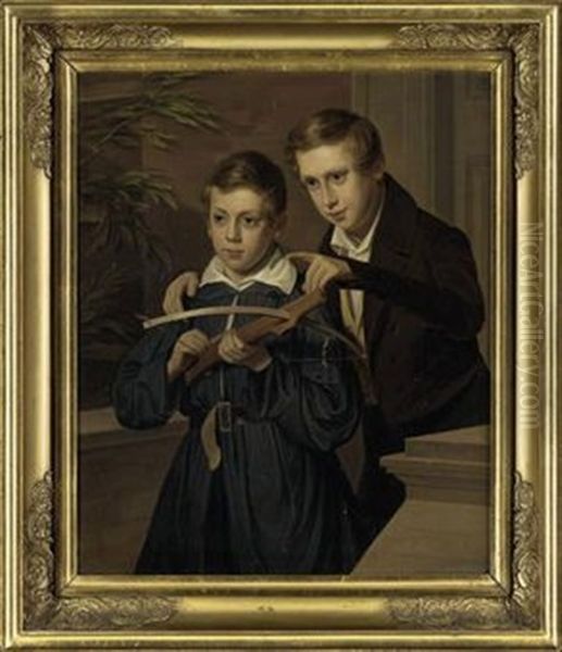 The Archery Lesson Oil Painting by Emilius Ditlev Baerentzen