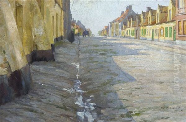 La Grand' Rue, Le Matin, Nieuport Oil Painting by Albert Baertsoen