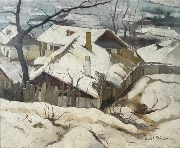 Winter Landscape Oil Painting by Aurel Baesu