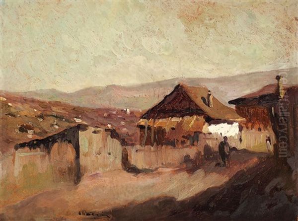 Peisaj Din Falticeni Oil Painting by Aurel Baesu