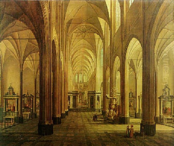The Interior Of The St. Baafs-cathedral, Ghent Oil Painting by Angelus De Baets