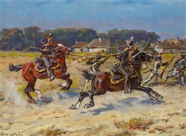 Epizod Z Powstania Listopadowego Oil Painting by Stanislaw Bagienski