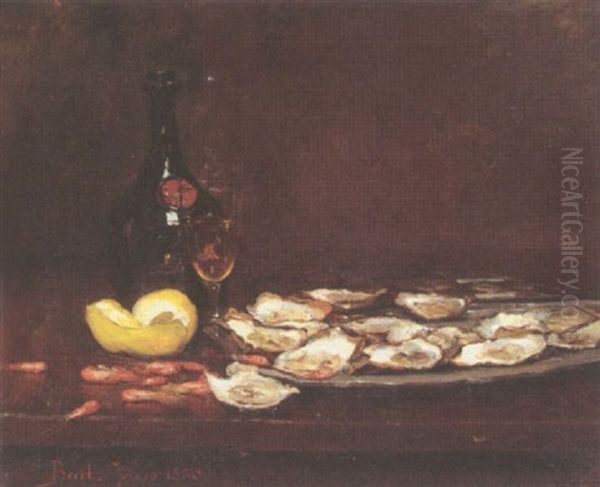 Still Life With Oysters Oil Painting by Joseph Bail