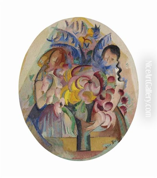 Jeune Fille Au Bouquet Oil Painting by Alice Bailly