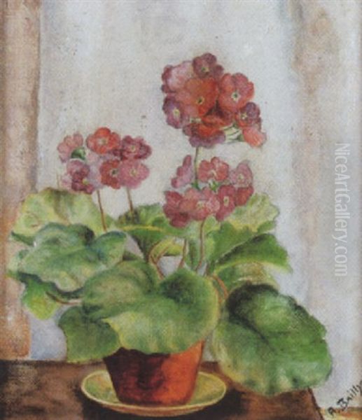 Stilleben Mit Geranien In Einem Blumentopf Oil Painting by Alice Bailly