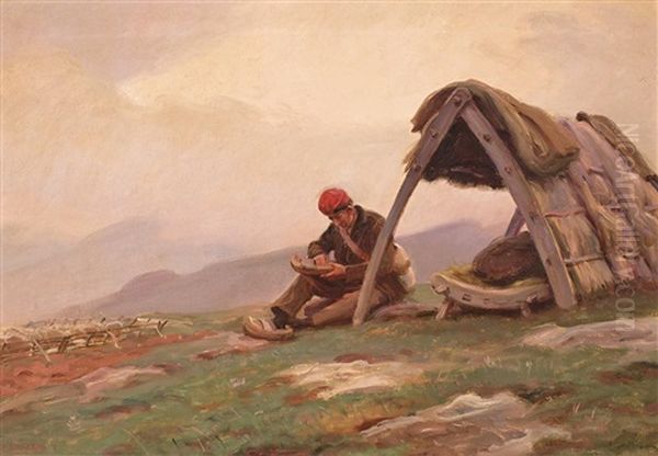 Pastor Oil Painting by Dionisio Baixeras y Verdaguer