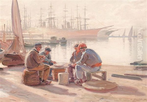 Pescadores Oil Painting by Dionisio Baixeras y Verdaguer