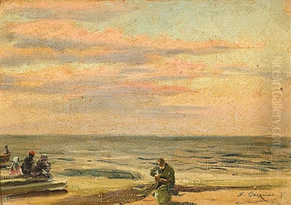 Playa Oil Painting by Dionisio Baixeras y Verdaguer