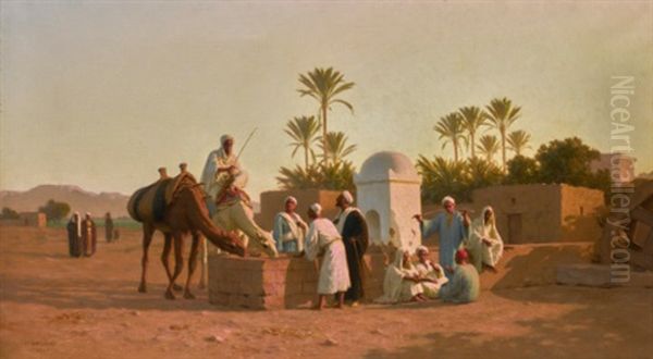 At The Fountain Oil Painting by Stephan Vladislavovich Bakalowicz