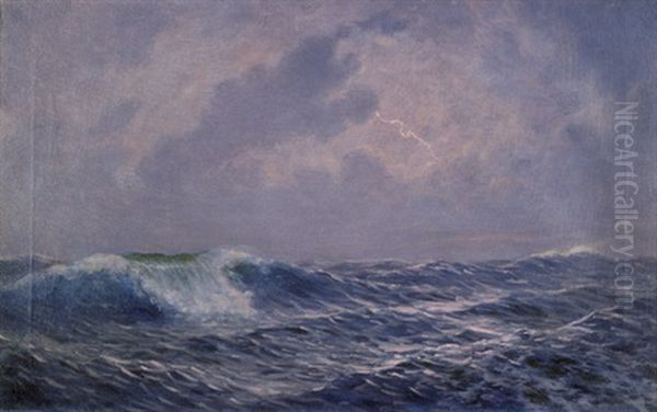 Das Meer Bei Anzio Bei Gewitter Oil Painting by Stephan Vladislavovich Bakalowicz