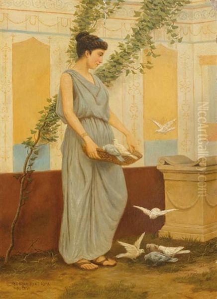 Romische Figur Mit Tauben Oil Painting by Stephan Vladislavovich Bakalowicz