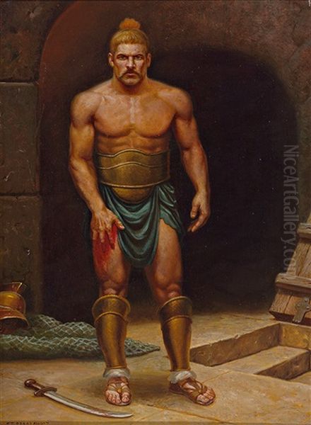 Verletzter Romischer Gladiator Nach Dem Kampf Oil Painting by Stephan Vladislavovich Bakalowicz