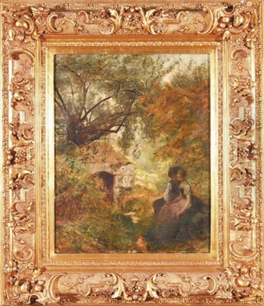 Scena W Parku Oil Painting by Stephan Vladislavovich Bakalowicz