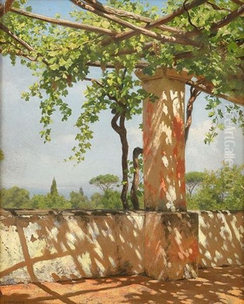 Terrace With Pergola Oil Painting by Stephan Vladislavovich Bakalowicz